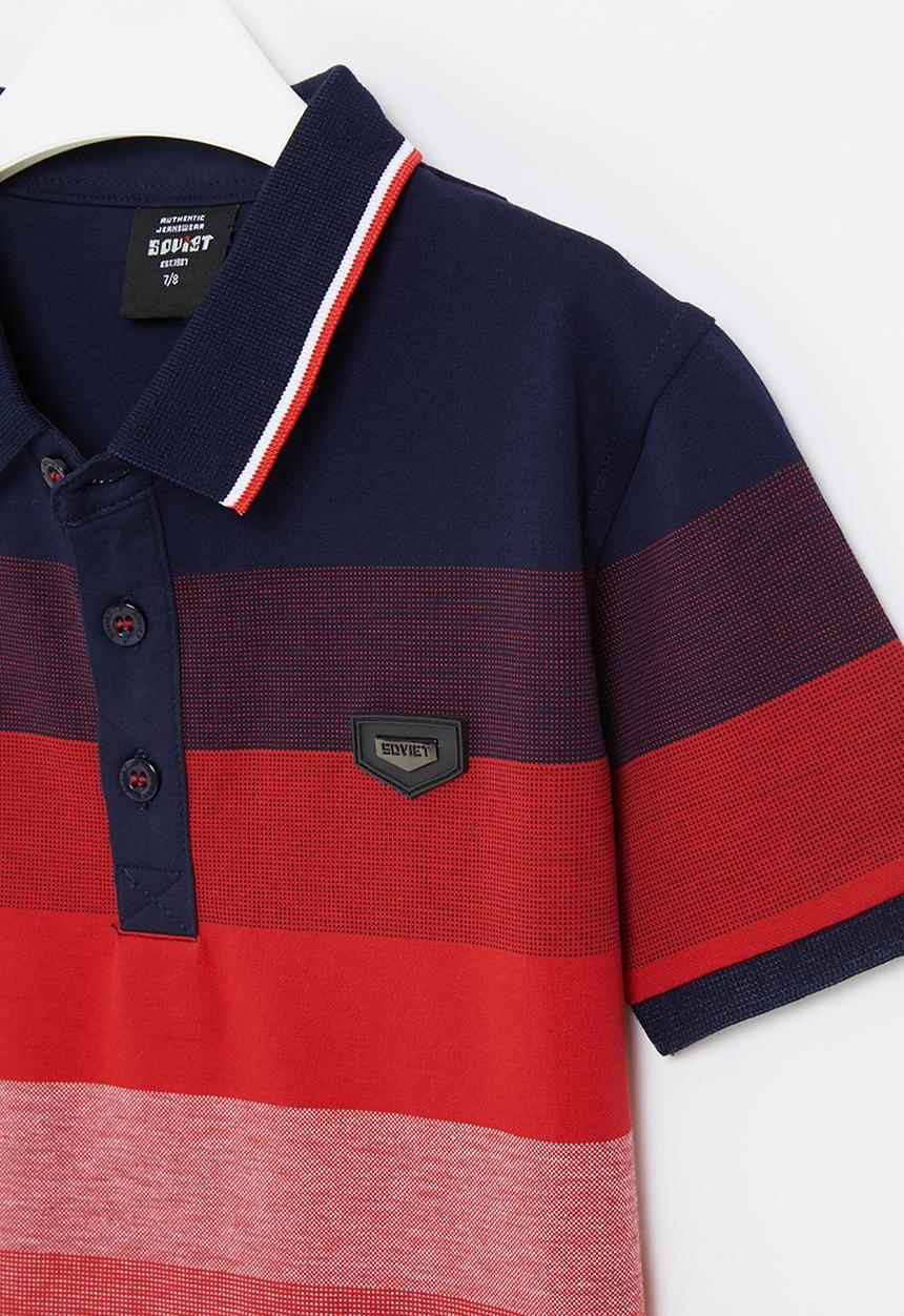 SOVIET - B crisanto y/dye stripe golfer - navy & red