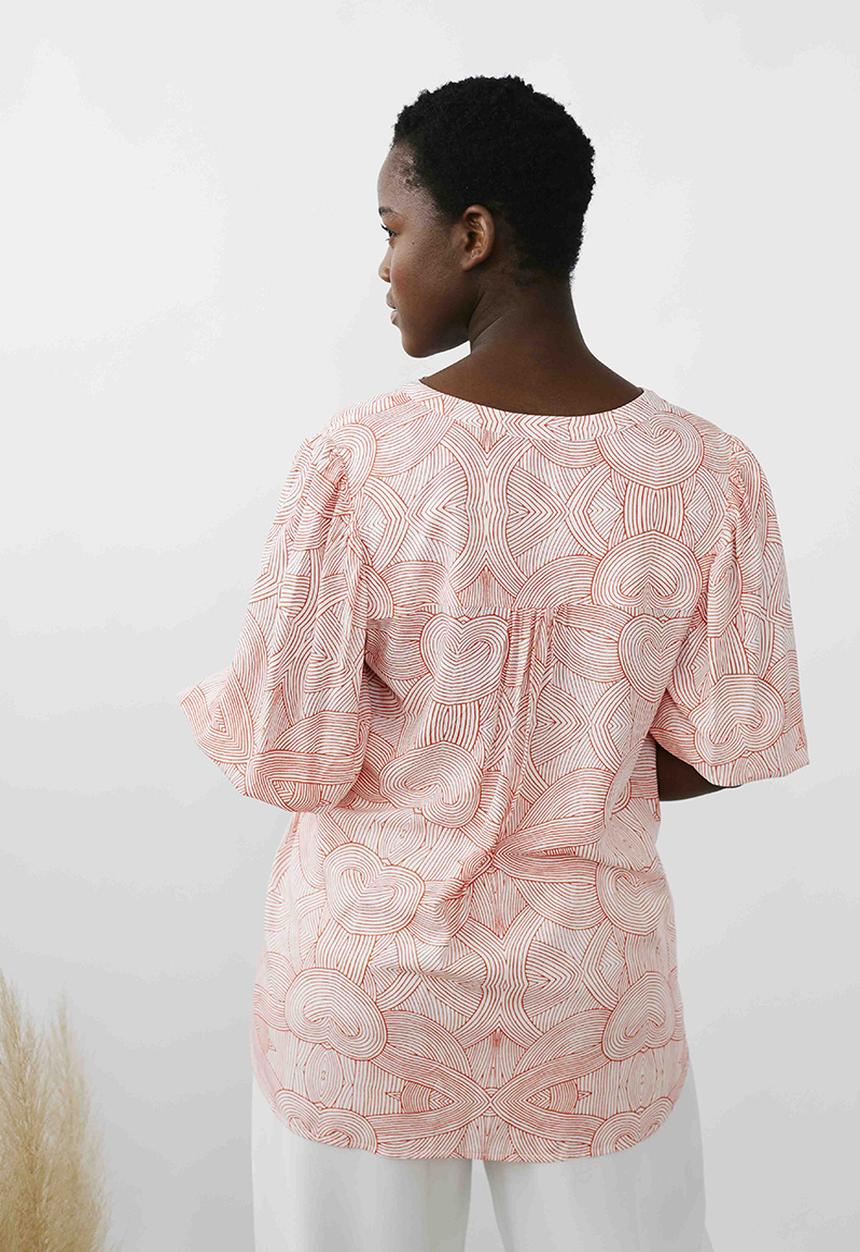 Me&B - Tunic blouse - coral lines