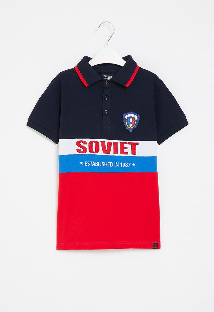 SOVIET - B delgado short sleeve fashion golfer - navy & red