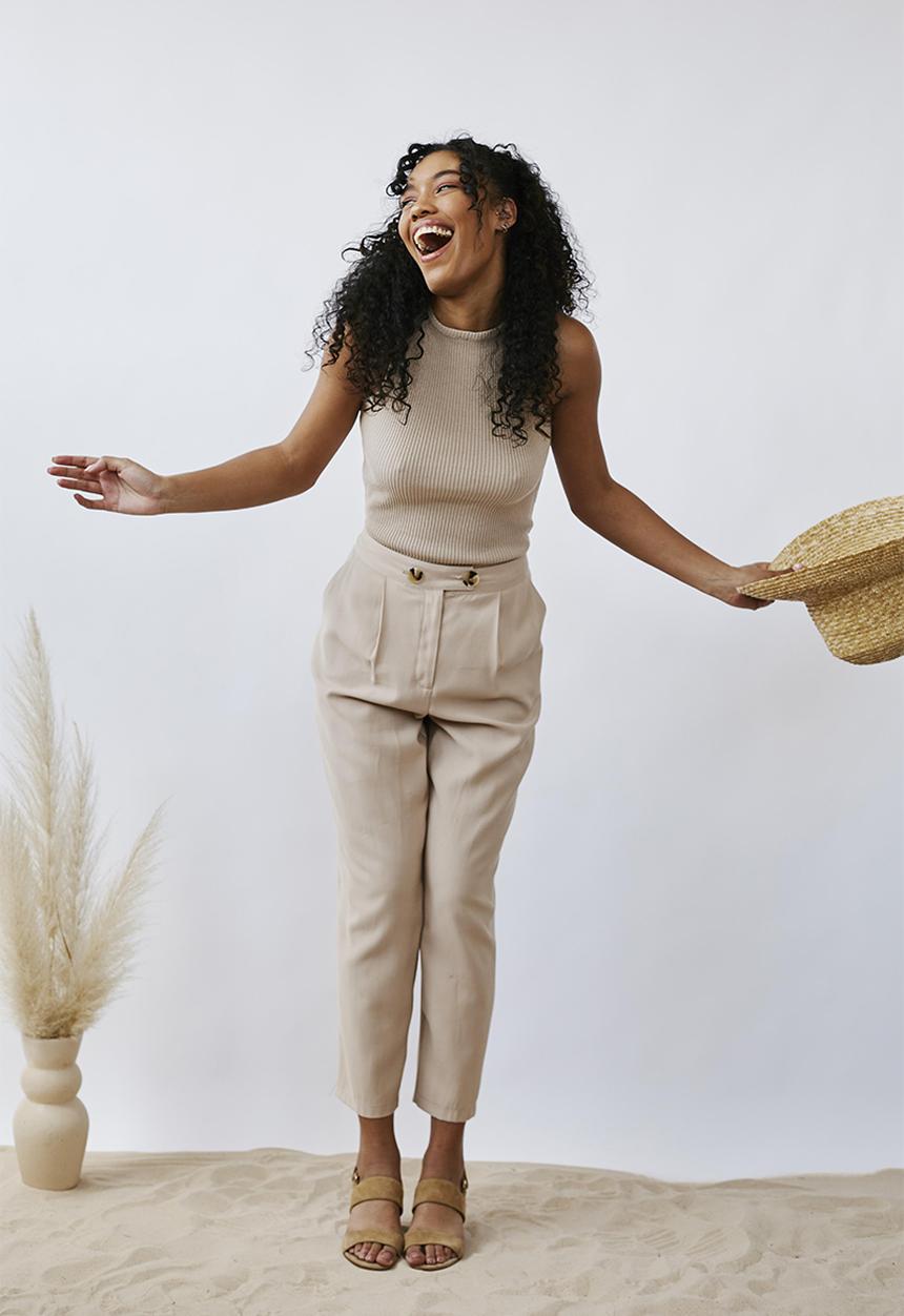 Me&B - Tapered leg pant - stone