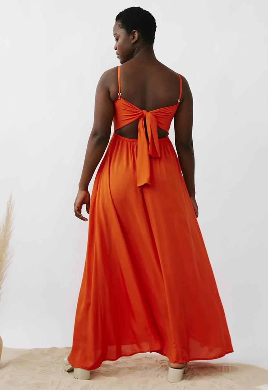 Me&B - Shirred bodice sun dress - coral