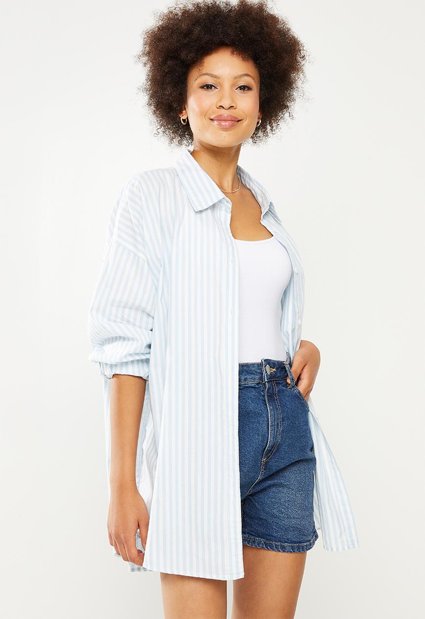 Cotton On - Dad shirt - light blue & white 