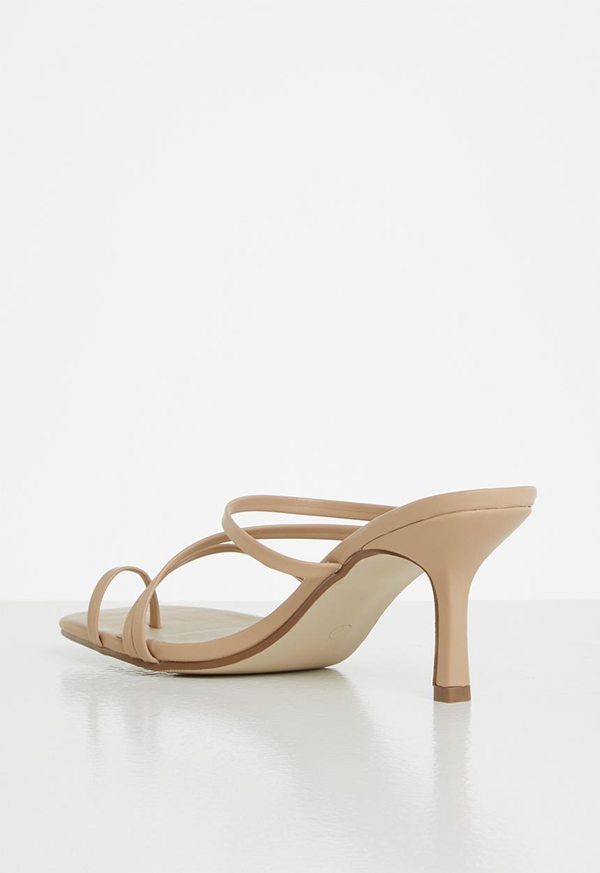 Missguided - Toe post mid heel mule - stone