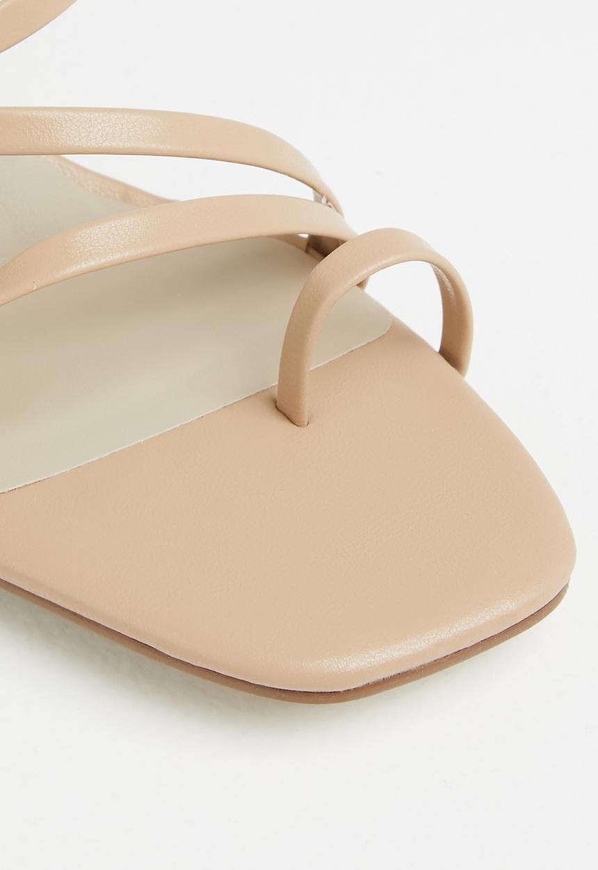 Missguided - Toe post mid heel mule - stone