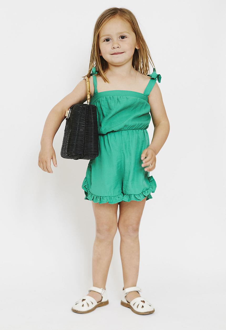 Me&B - Strappy shortall with frill detail - green