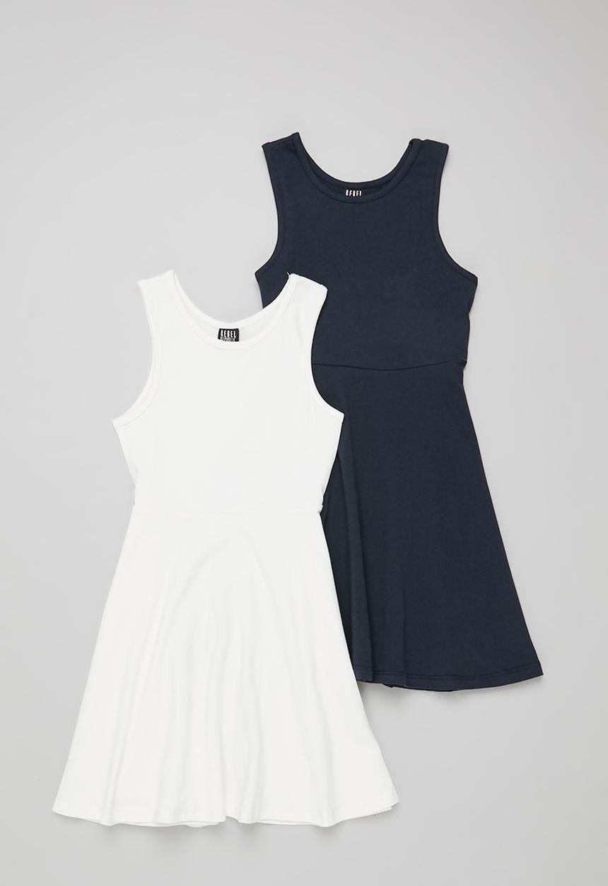 Rebel Republic - 2 Pack skater dress - navy/ white