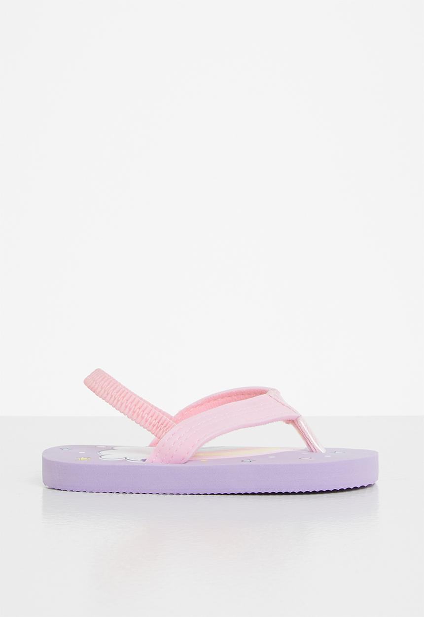 Pop Candy - Girls rainbow flip flops - purple