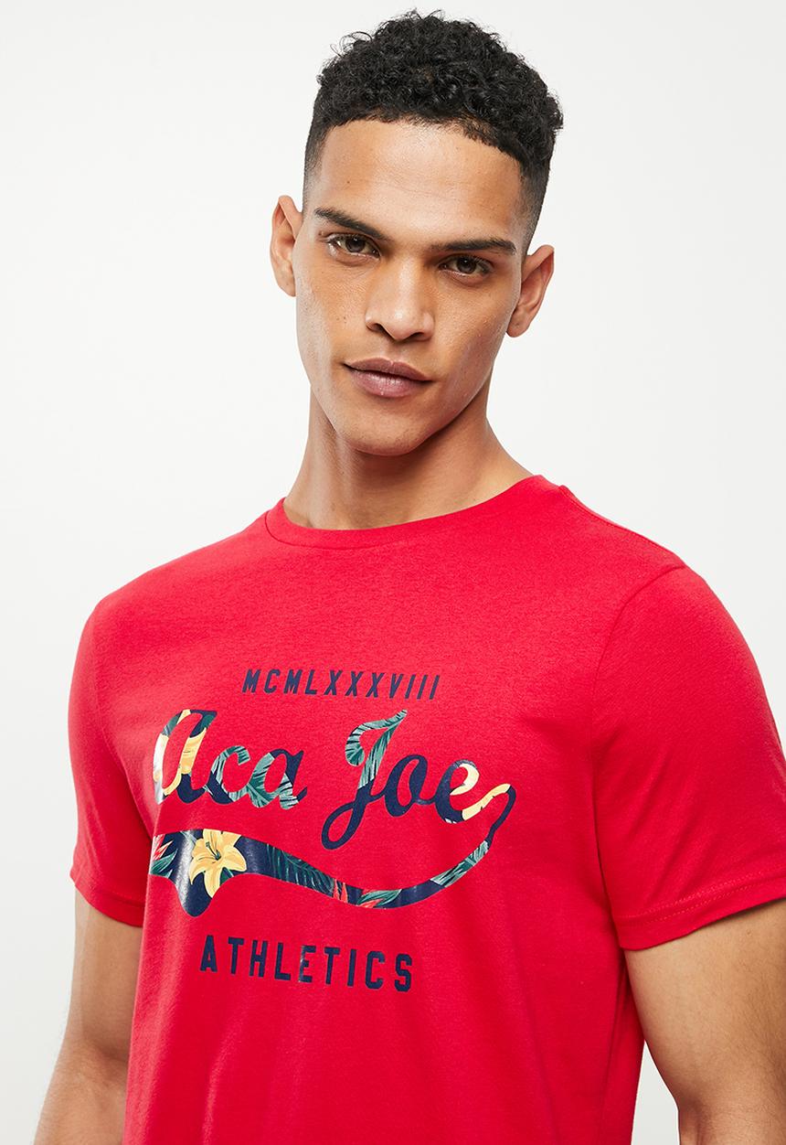 Aca Joe - Floral logo printed tee - racing red