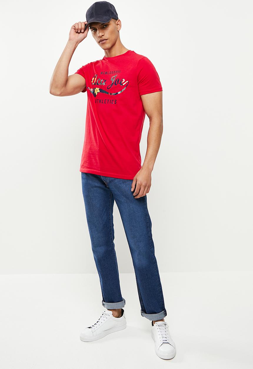 Aca Joe - Floral logo printed tee - racing red