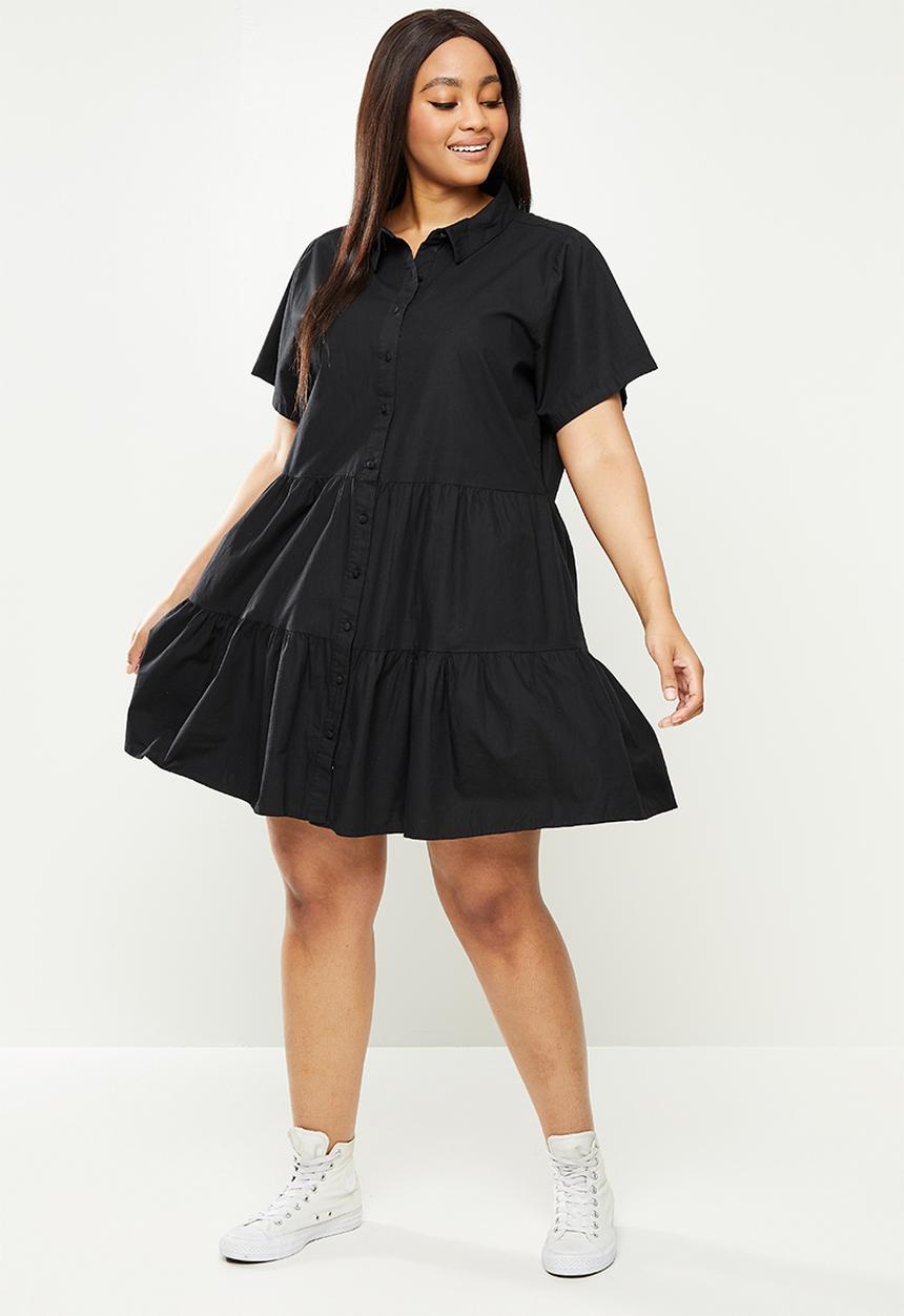 Cotton On - Curve woven nikki mini shirt dress - black