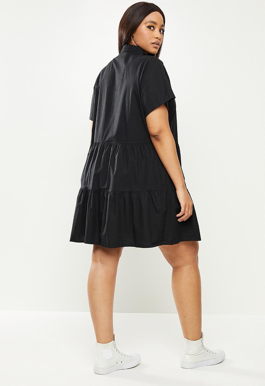 Cotton On - Curve woven nikki mini shirt dress - black