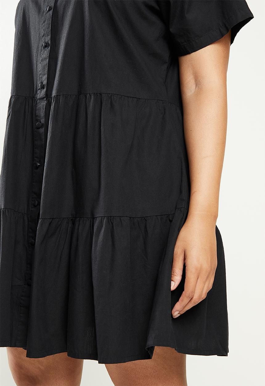 Cotton On - Curve woven nikki mini shirt dress - black