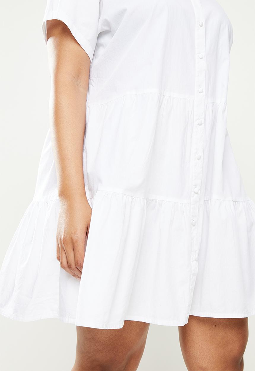 Cotton On - Curve woven nikki mini shirt dress - white