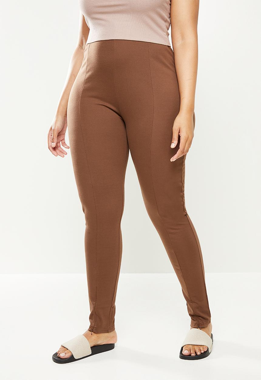 Cotton On - Curve zip front ponte legging - chocolate brown