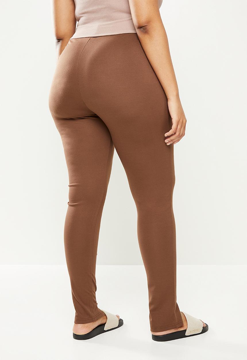 Cotton On - Curve zip front ponte legging - chocolate brown