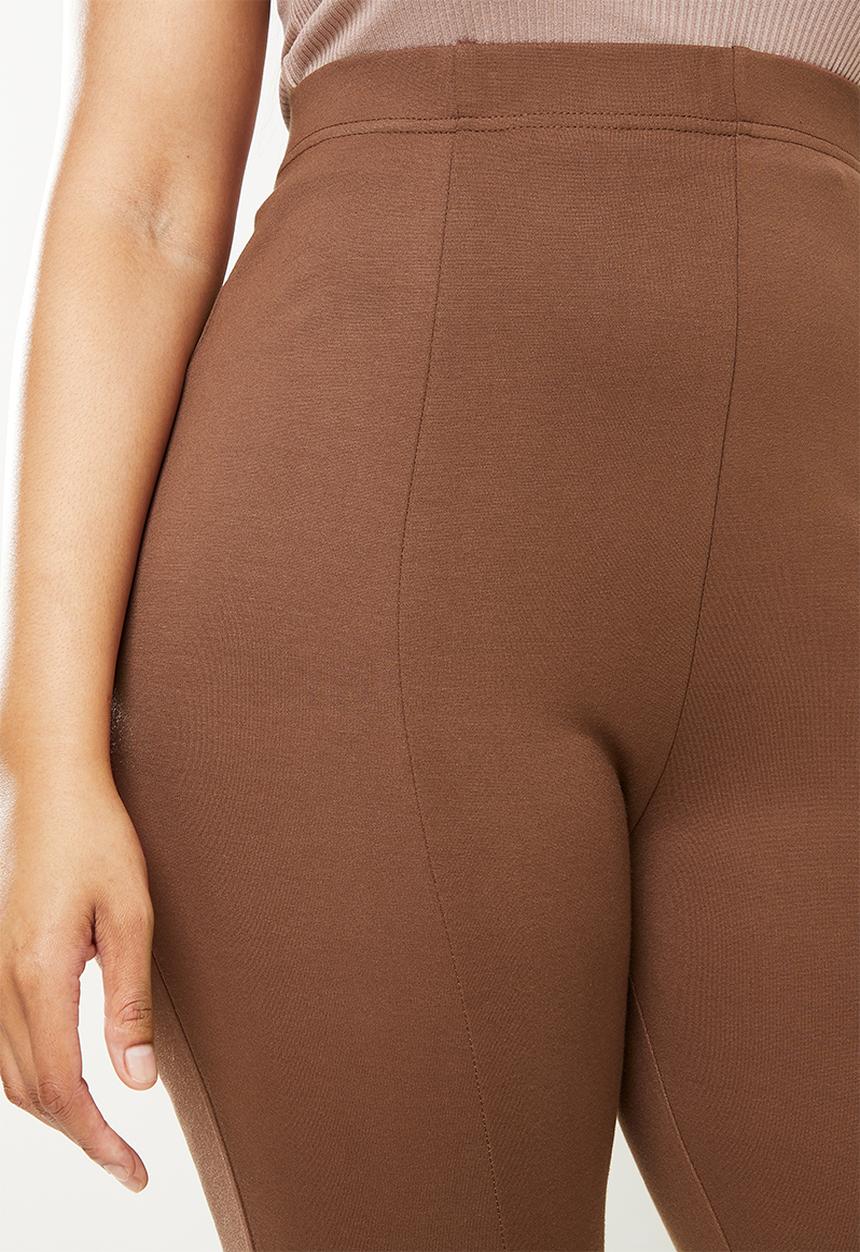 Cotton On - Curve zip front ponte legging - chocolate brown