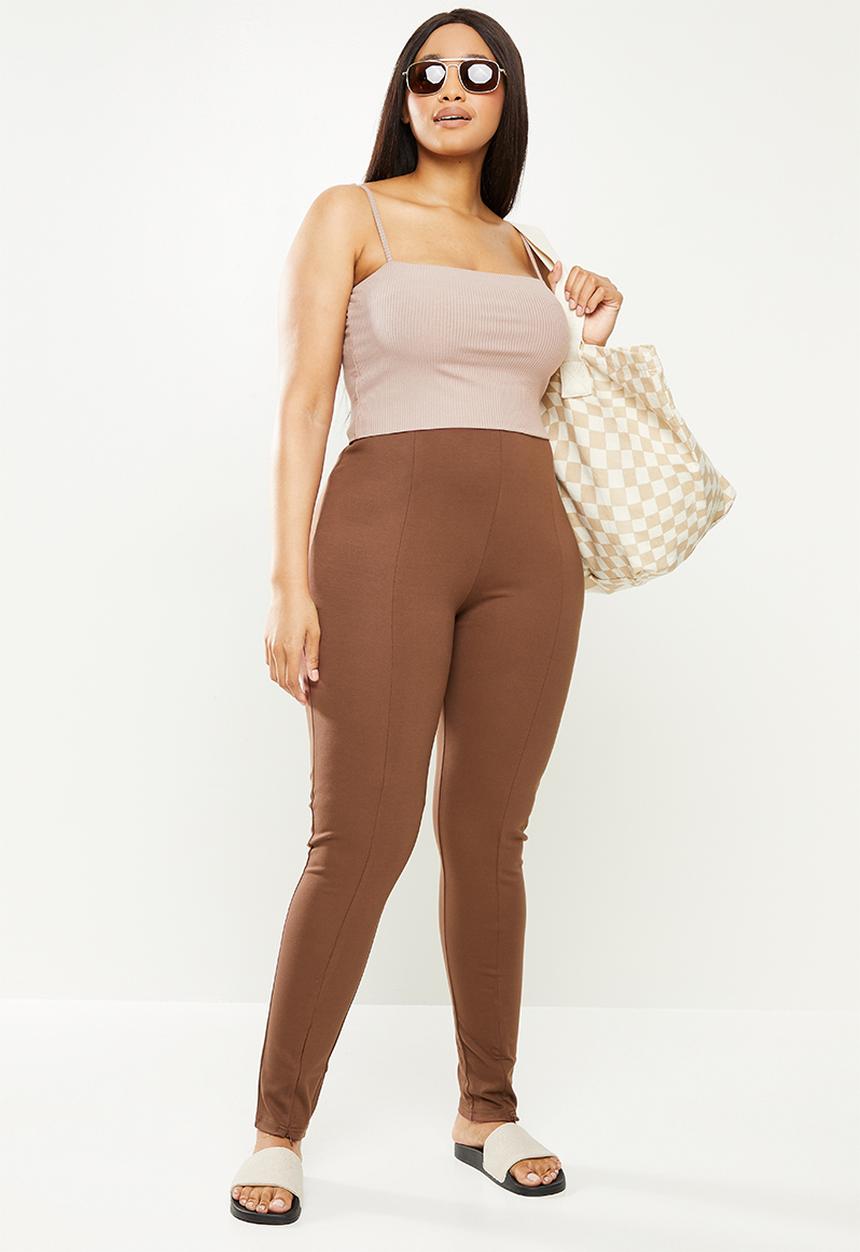 Cotton On - Curve zip front ponte legging - chocolate brown