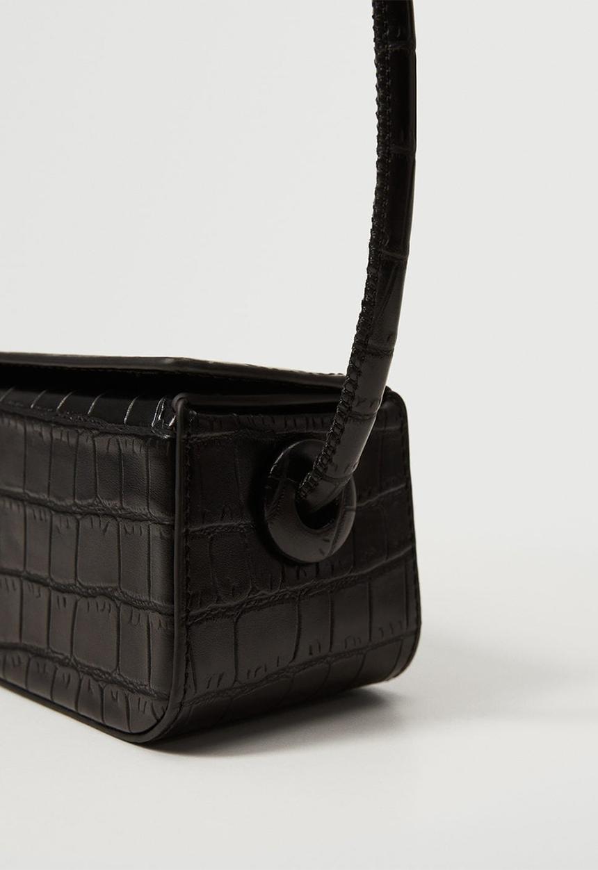 MANGO - Rectangular croc-effect bag - black