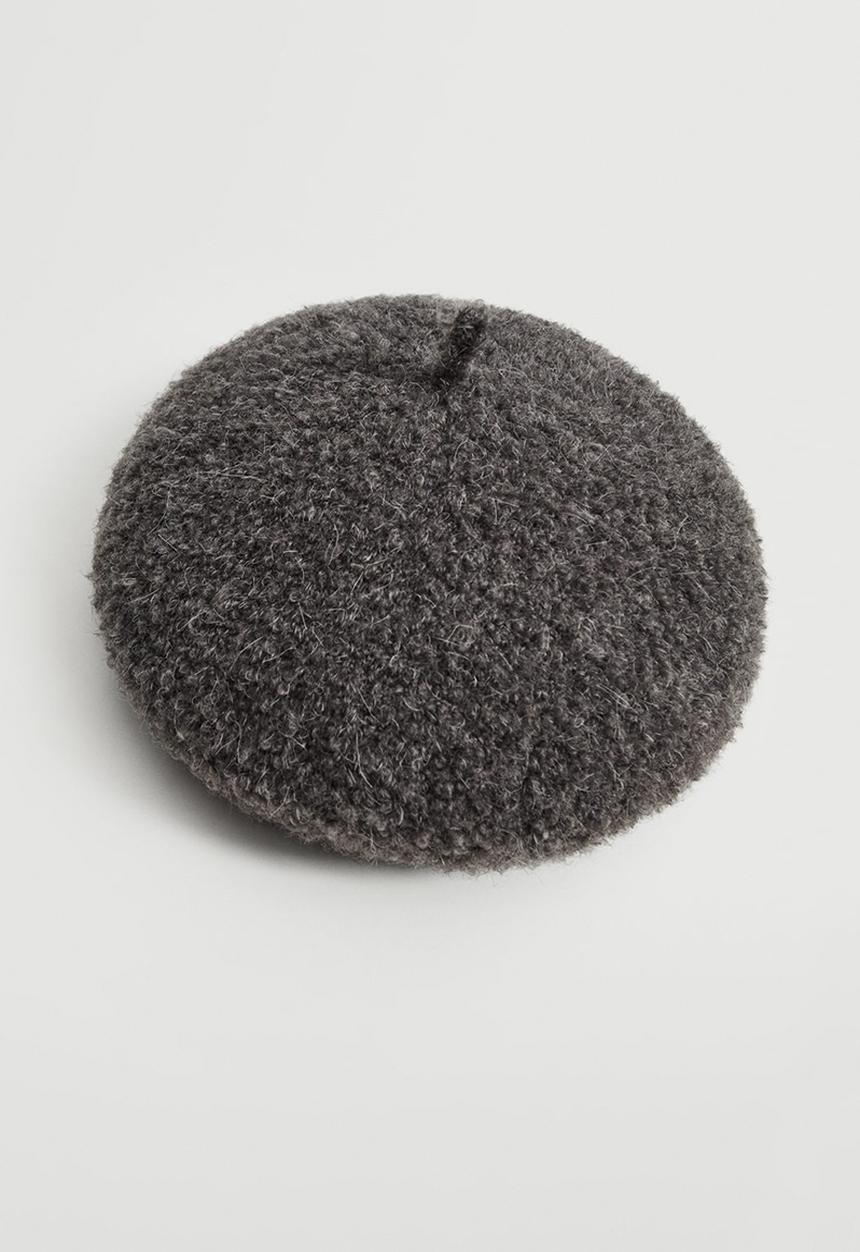 MANGO - Faux-fur beret - light heather grey