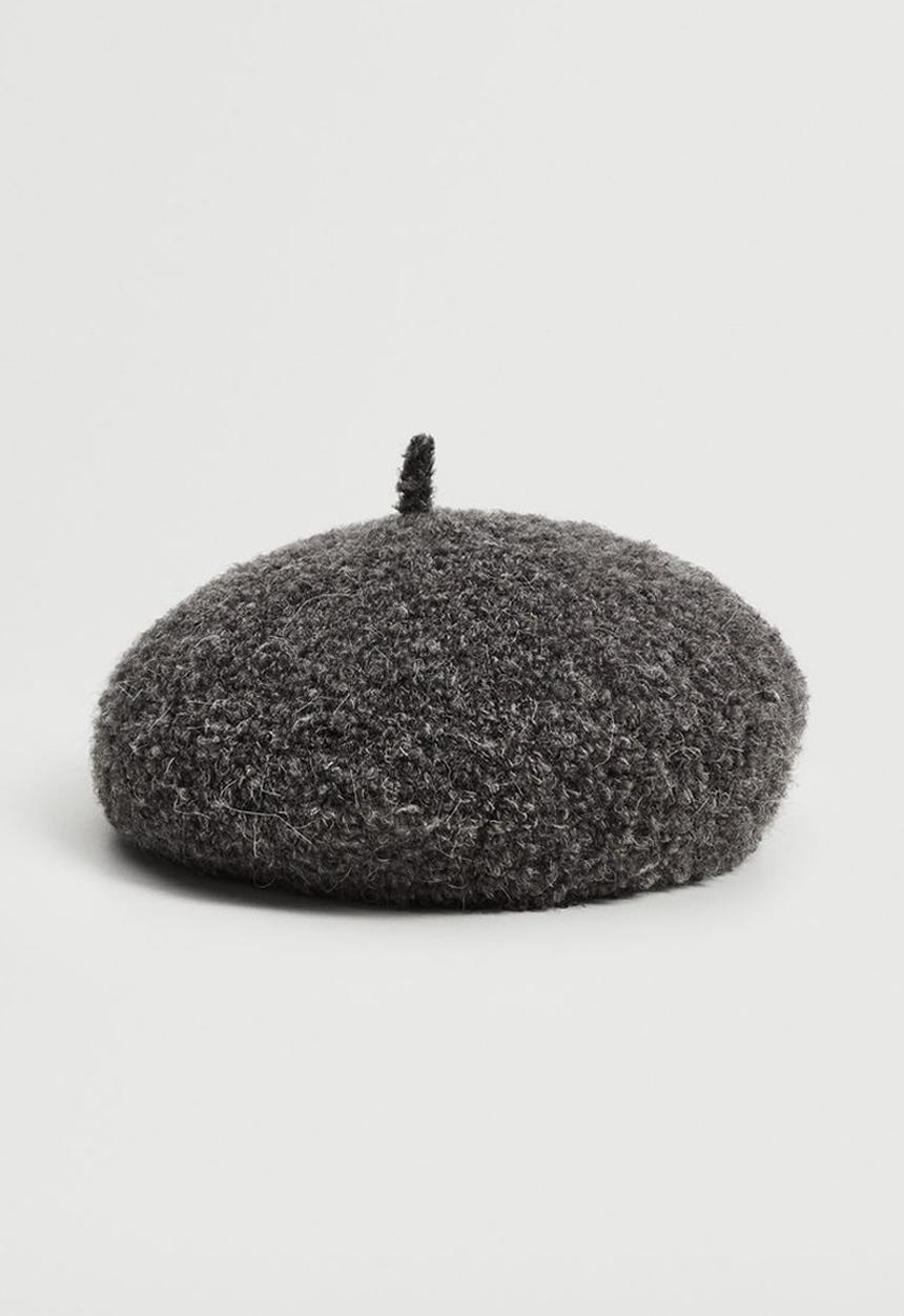 MANGO - Faux-fur beret - light heather grey