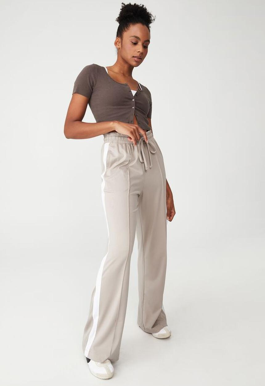 Cotton On - Side stripe wide leg track pant - oyster pink