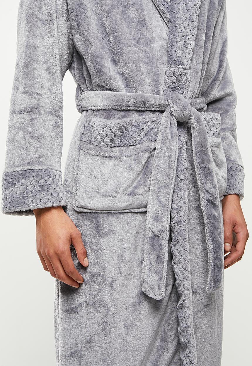 basicthread - Plush lightweight  robe - grey