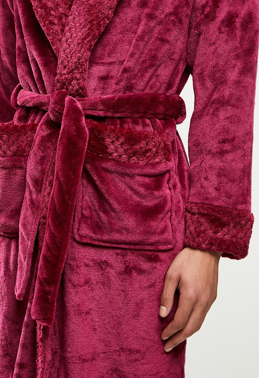 basicthread - Plush lightweight  robe - wine