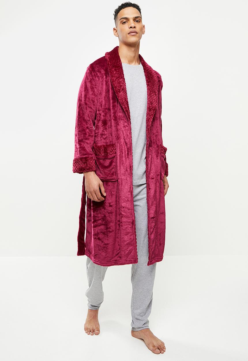 basicthread - Plush lightweight  robe - wine