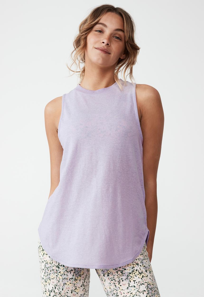 Cotton On - Active curve hem tank - soft grape