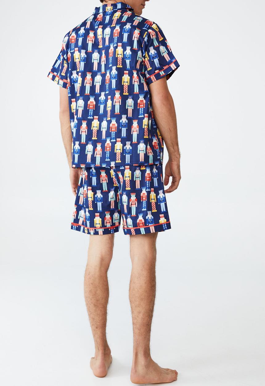 Cotton On - Carter adults unisex short sleeve pyjama set - nutcracker xmas/indigo