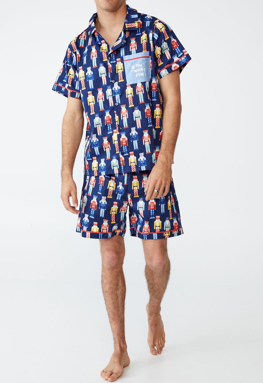 Cotton On - Carter adults unisex short sleeve pyjama set - nutcracker xmas/indigo