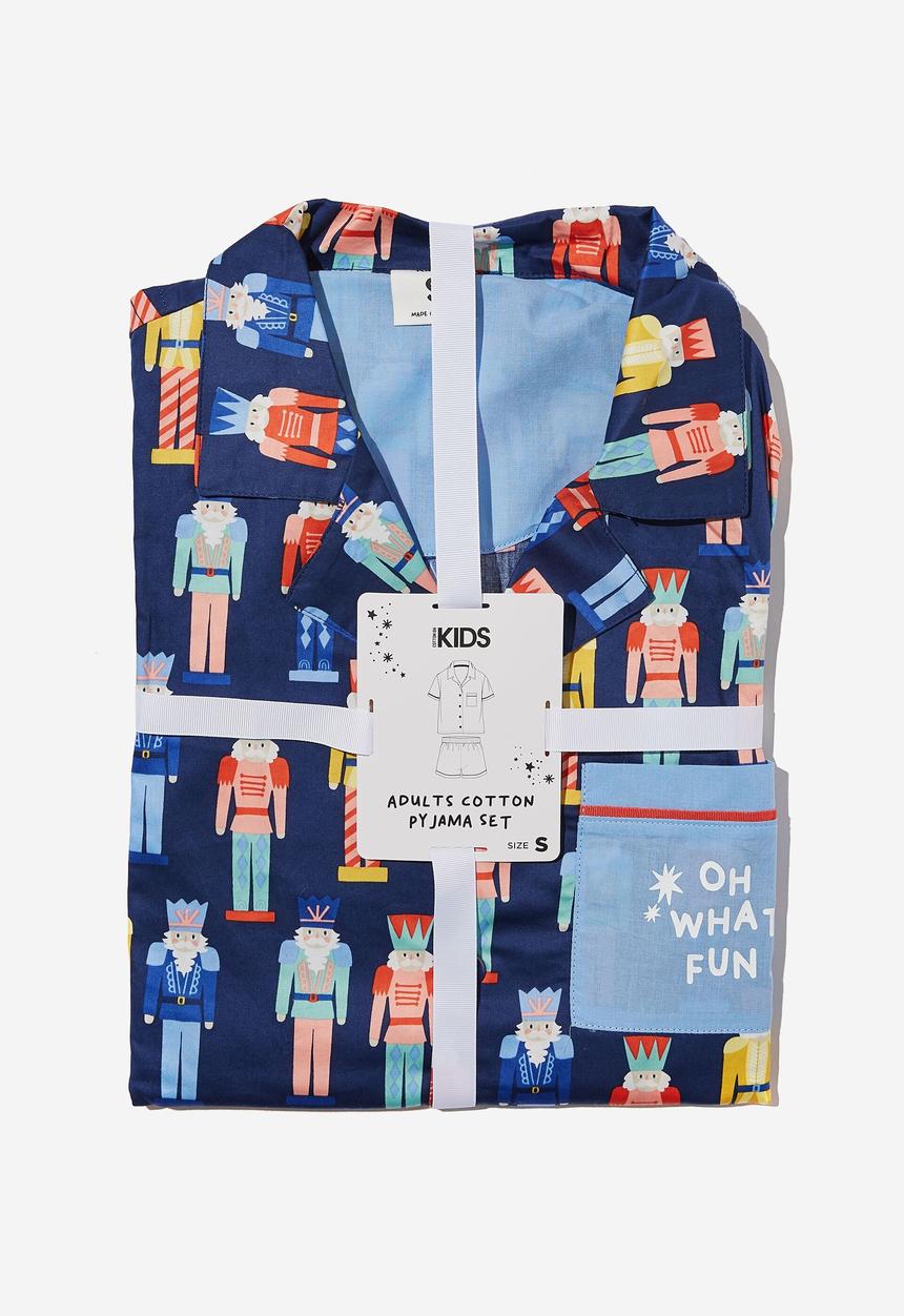 Cotton On - Carter adults unisex short sleeve pyjama set - nutcracker xmas/indigo
