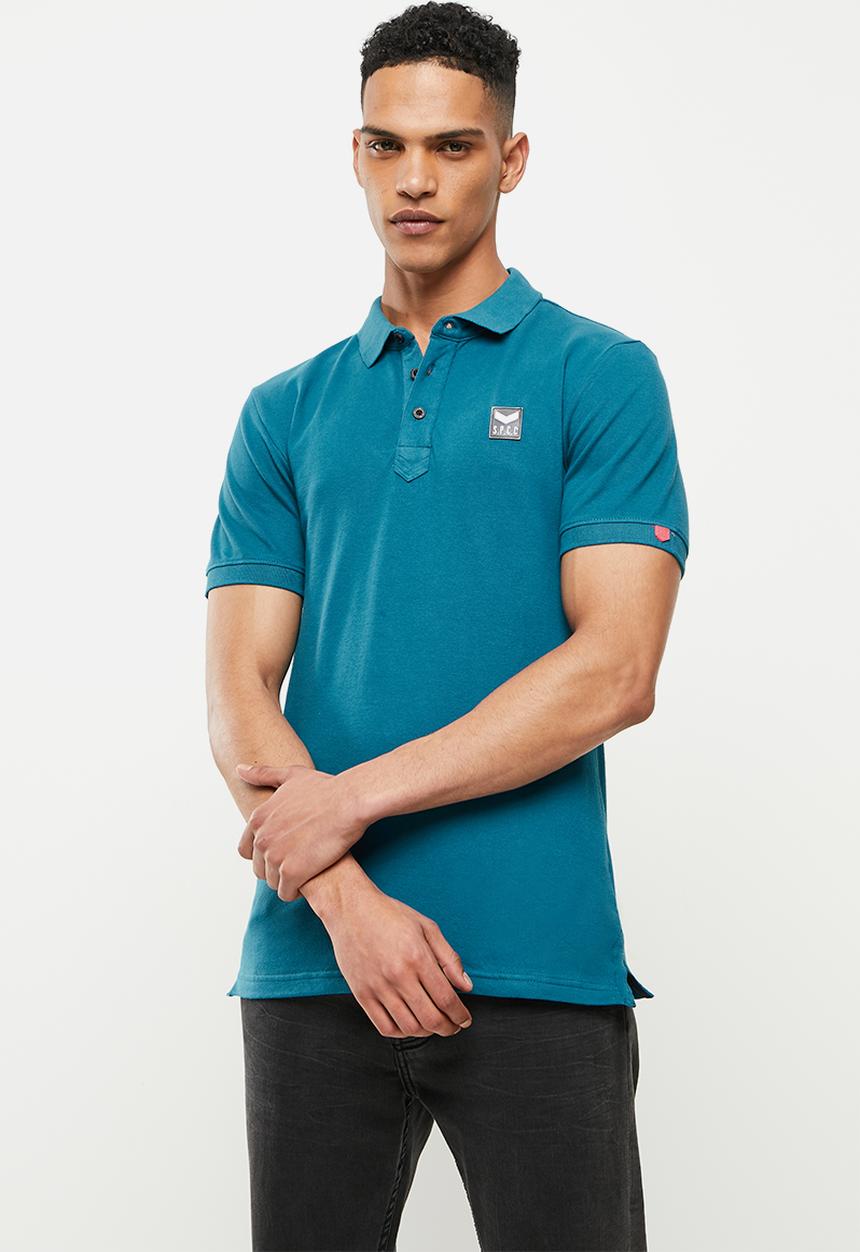 S.P.C.C - Cayenne slimline fit side slit straight hem polo - blue