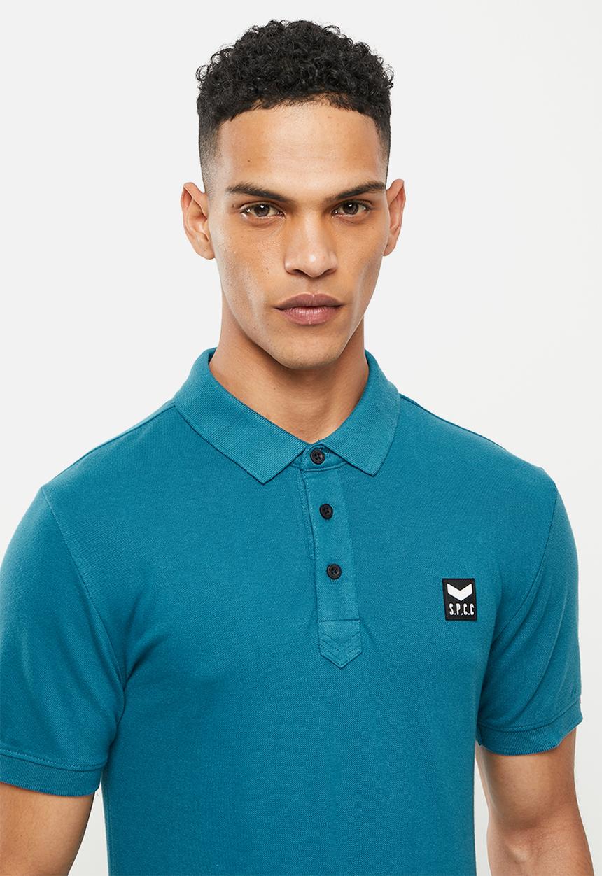 S.P.C.C - Cayenne slimline fit side slit straight hem polo - blue