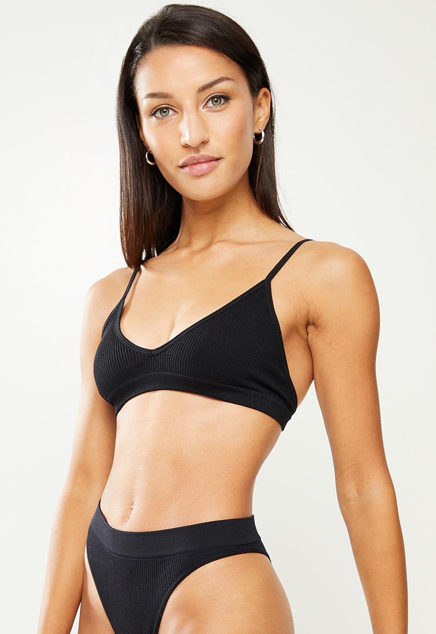 Cotton On - Seamless triangle bralette 2 pack - black