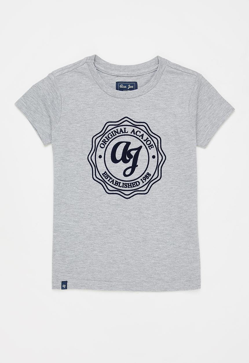 Aca Joe - Girls aca joe flock print t-shirt - grey mel
