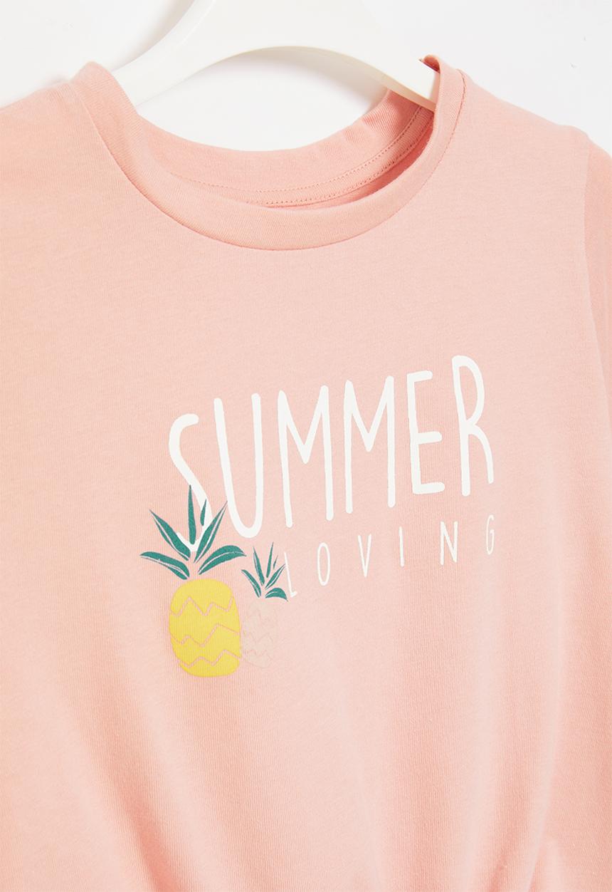 Rebel Republic - Printed front knot tee - dusty pink
