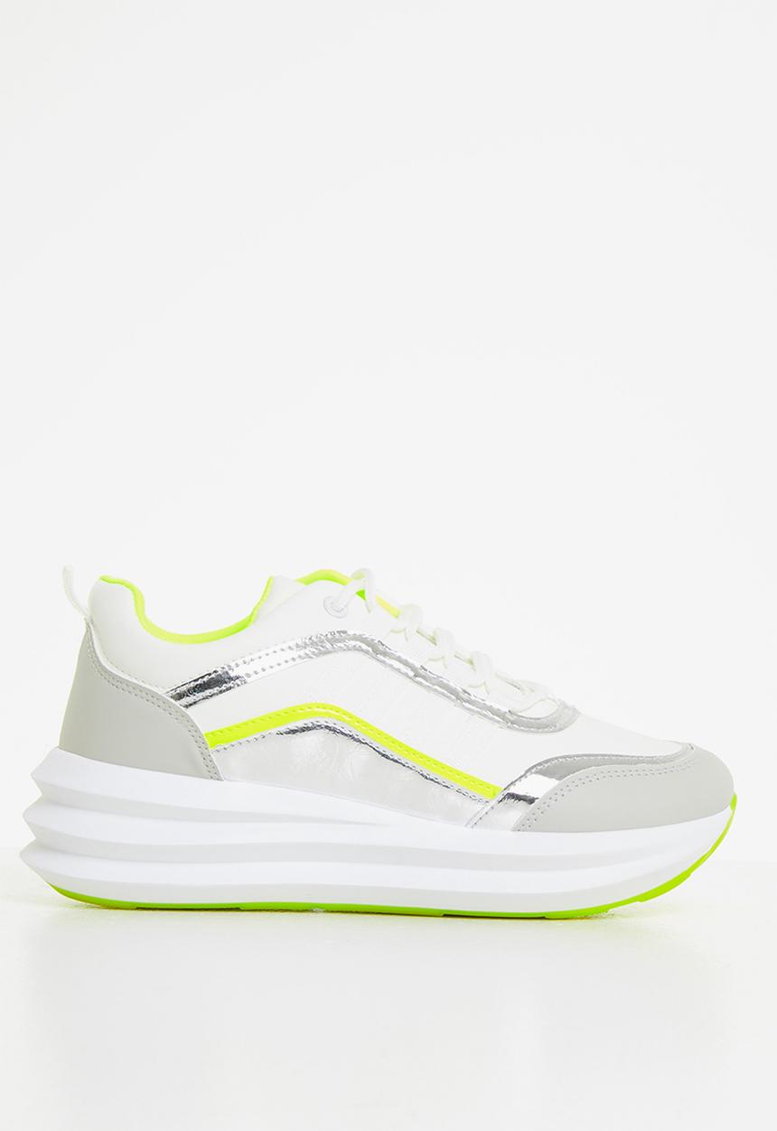 Tom Tom - Panel-mix sneaker - white/lumo yellow