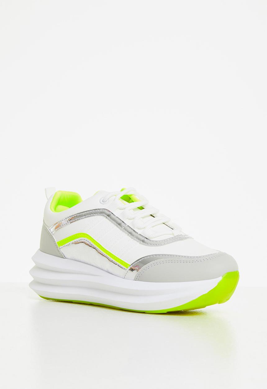 Tom Tom - Panel-mix sneaker - white/lumo yellow