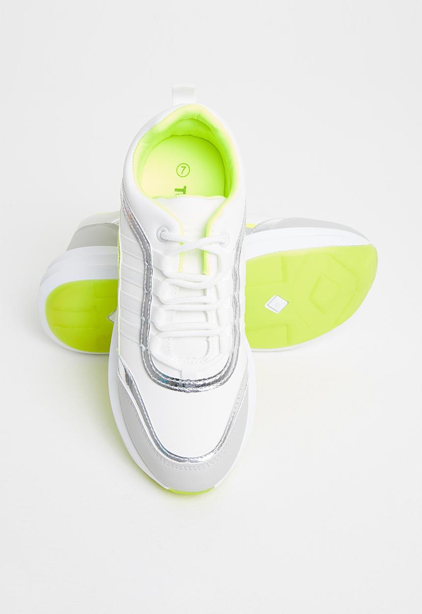 Tom Tom - Panel-mix sneaker - white/lumo yellow