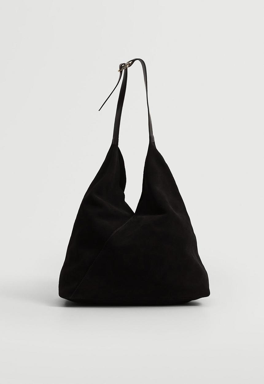 MANGO - Leather bucket bag - black