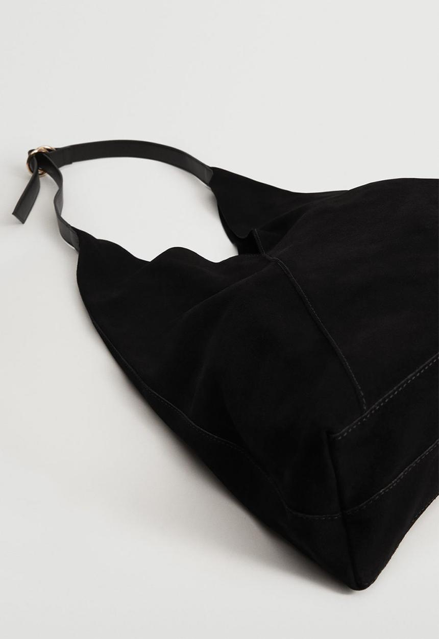 MANGO - Leather bucket bag - black