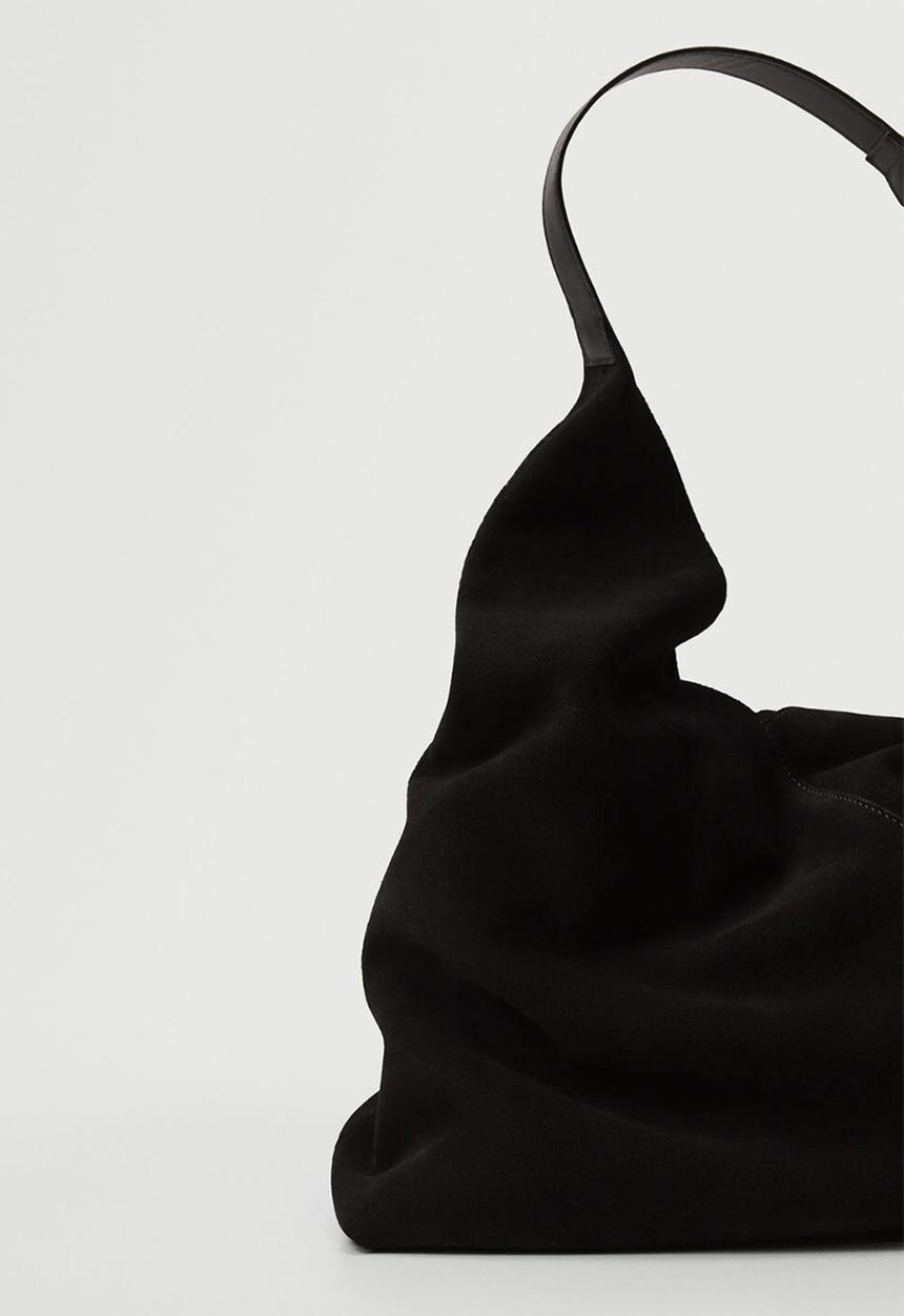 MANGO - Leather bucket bag - black