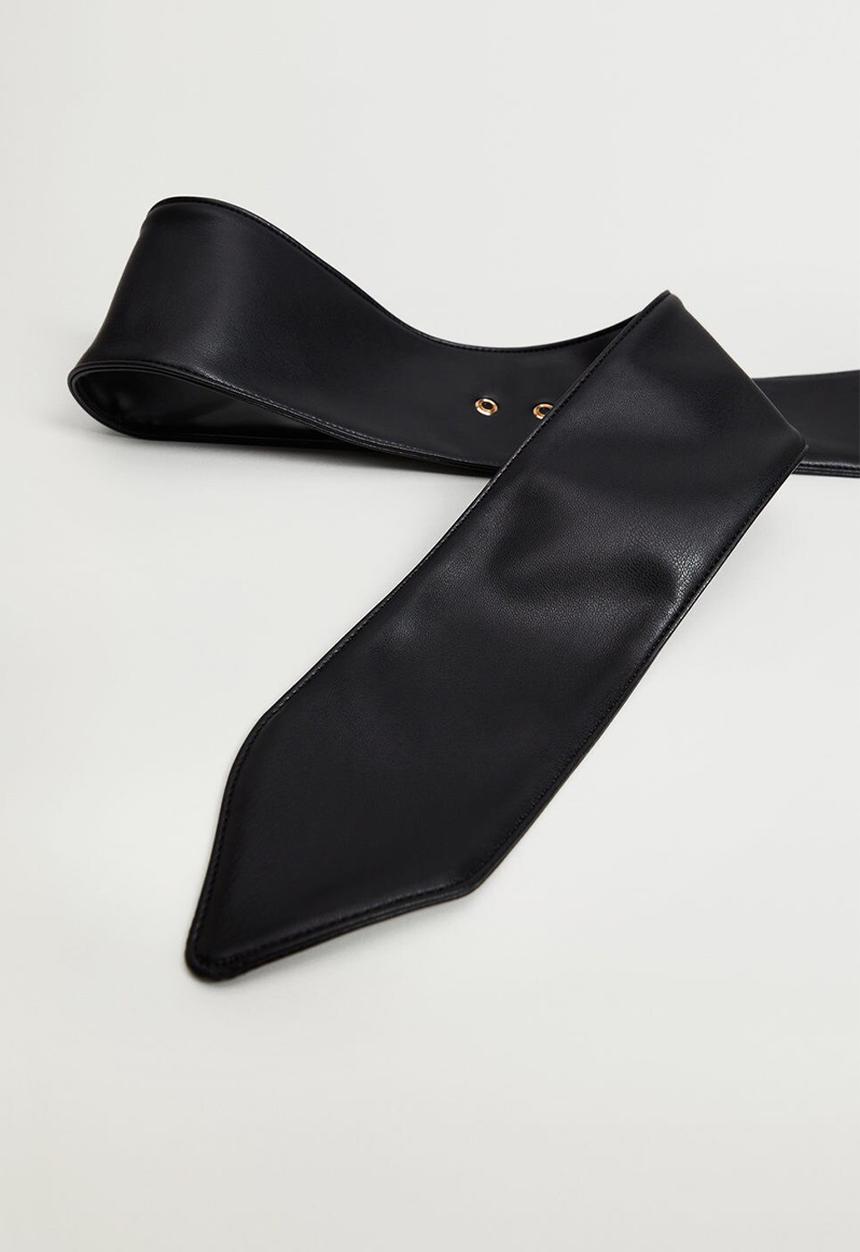 MANGO - Rounded buckle belt - black