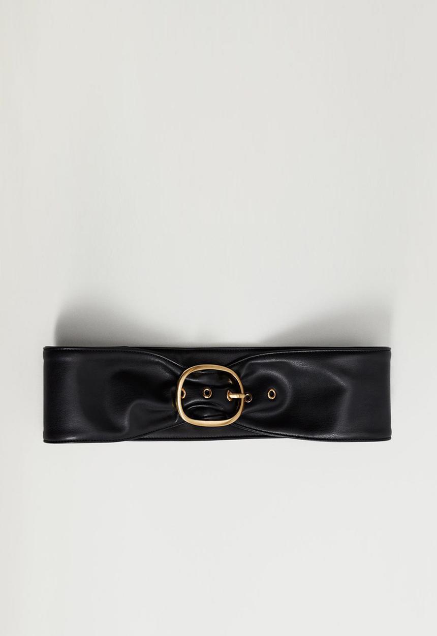 MANGO - Rounded buckle belt - black