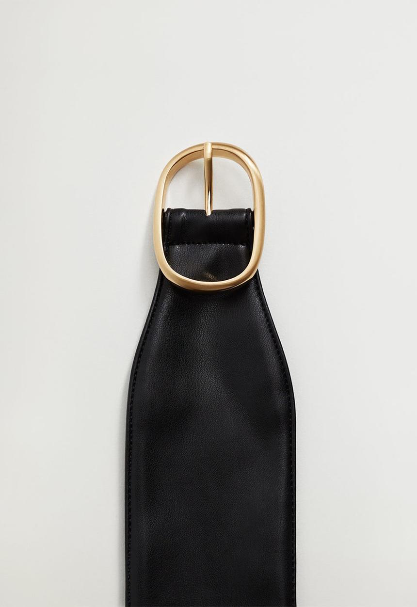 MANGO - Rounded buckle belt - black
