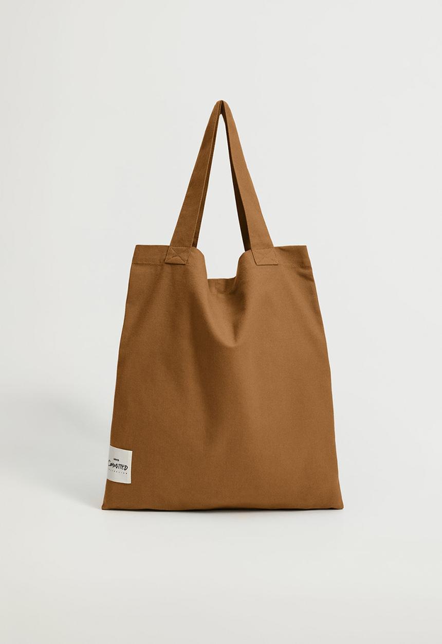 MANGO - Cotton shopper bag - medium brown