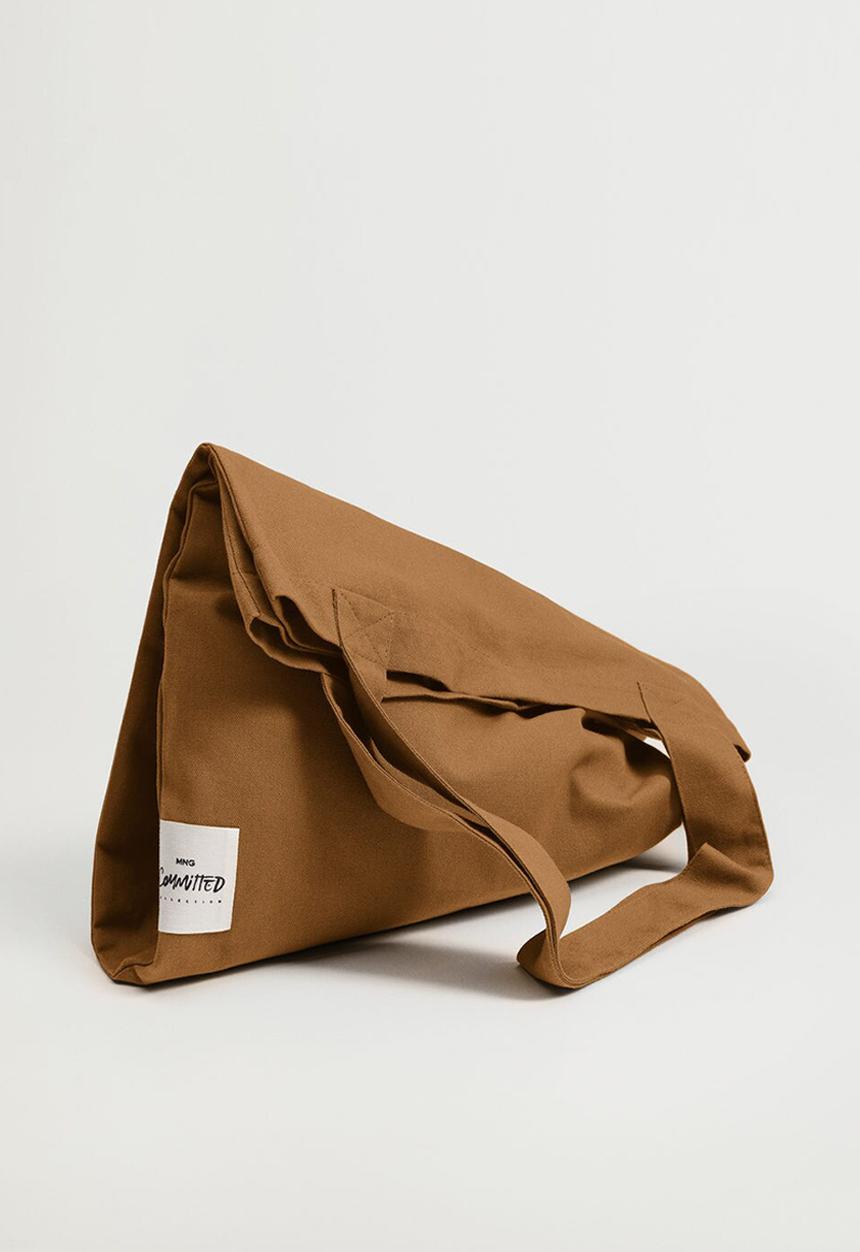 MANGO - Cotton shopper bag - medium brown