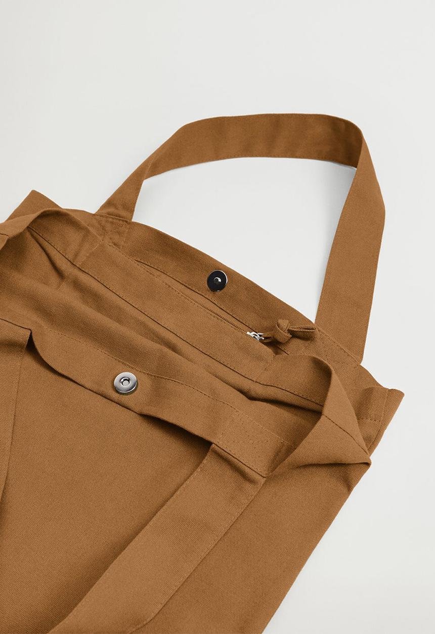 MANGO - Cotton shopper bag - medium brown