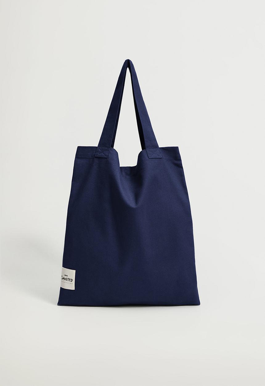 MANGO - Cotton shopper bag - blue